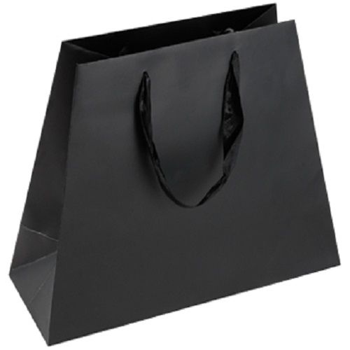 LUXURY BLACK PAPER SHOPPING BAGS WITH RIBBON