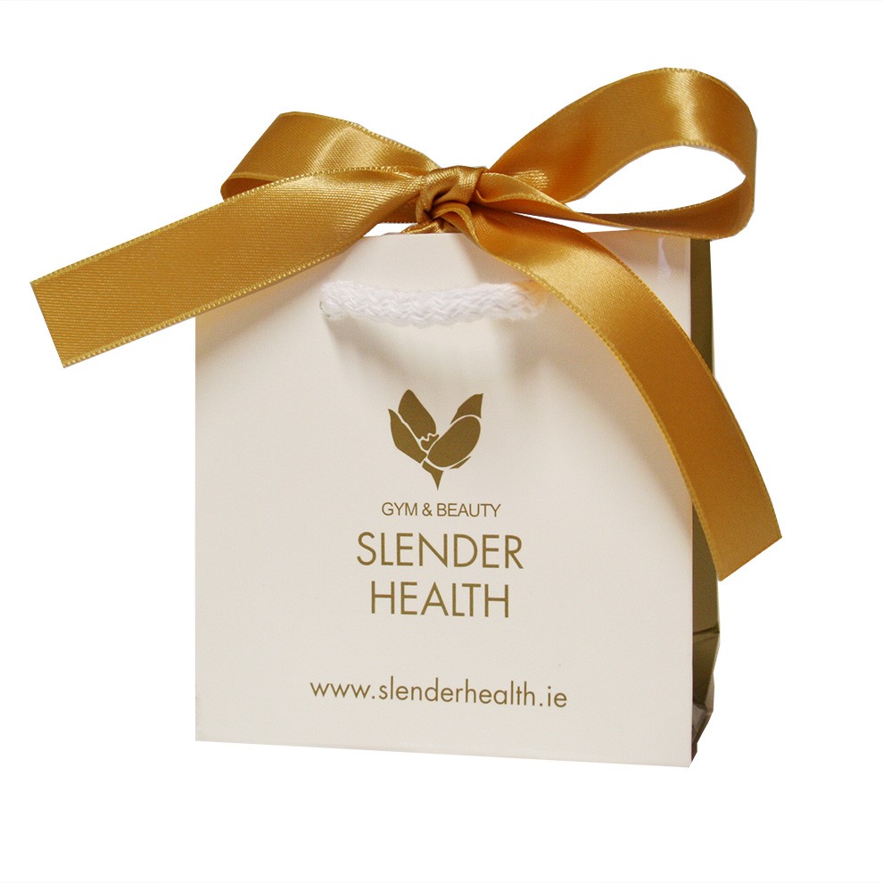 LUXURY BEAUTY/GYM/HOTEL PAPER SHOPPING BAGS WITH RIBBON